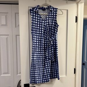 Talbots size medium faux wrap dress, gingham print